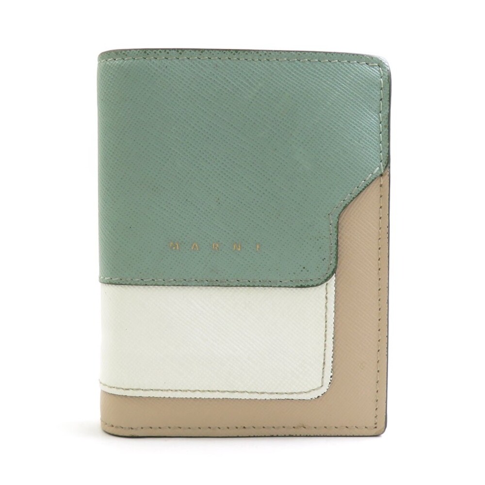 Auth Marni Bifold Wallet Green / White #334522M10B